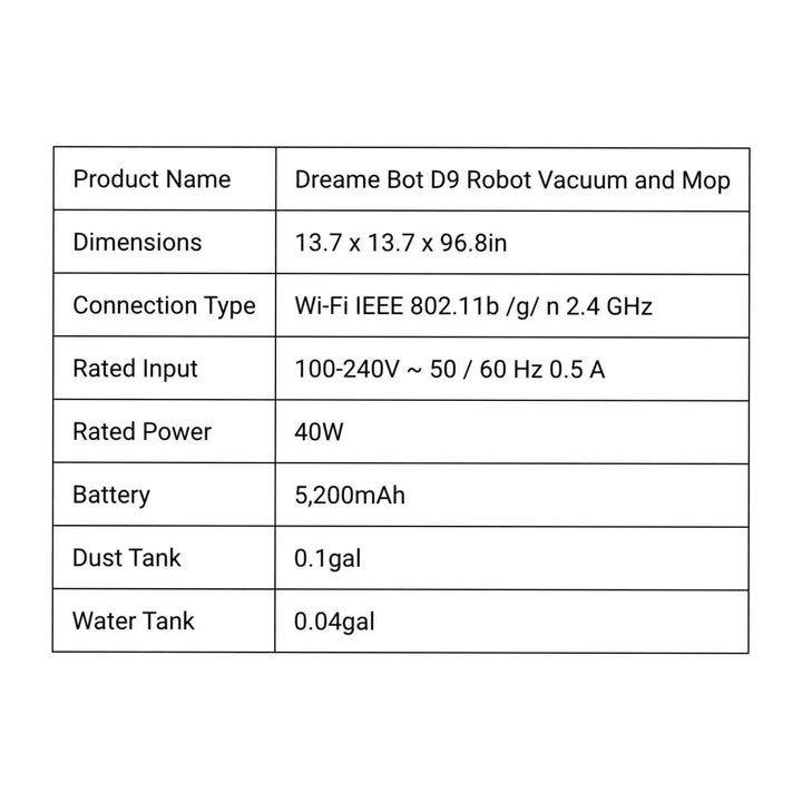Dreametech D9 Robot Vacuum & Mop Dreame