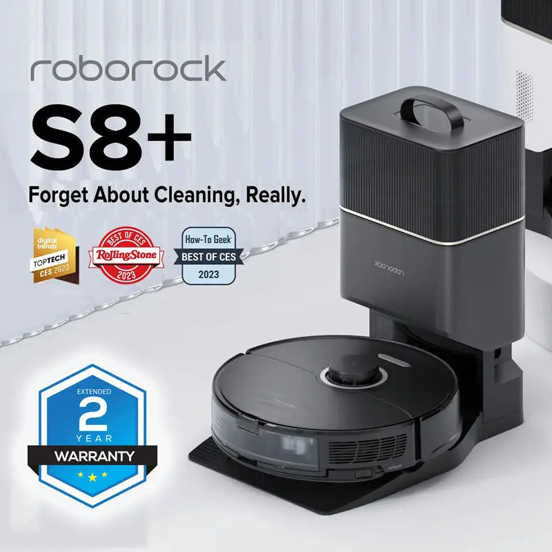 SALE! roborock S8+ Robot Vacuum, Sonic Mop, Self-Empty Dock, Hands Free Cleaning, Auto Lifting, Carpet Detection, 6000Pa Suction, Black
