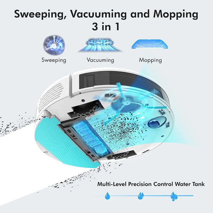 Sweeping, vacuuming and mopping 3 in 1